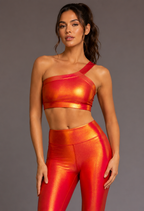 Busieră Heroine Sport Metallic One Shoulder Y Bra Scarlet